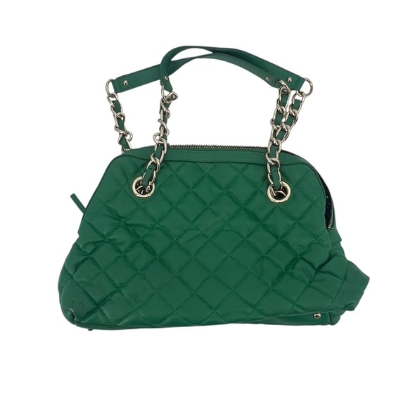 Banana Republic Lush Green Montauk Gold Quilted Hand Bag Shoulder Purse - Picture 6 of 15